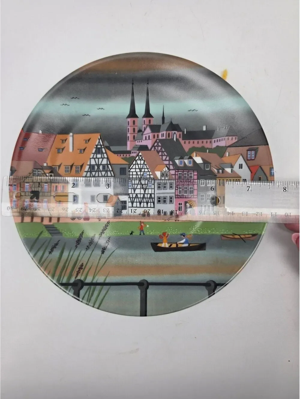 Set of 3 Jaeger & Co. Porcelain Plates Featuring Bavarian Town Scenes